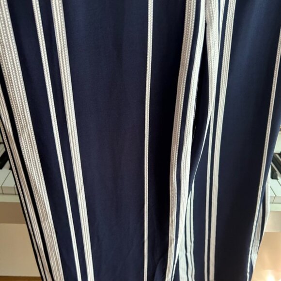 Ellen Weaver Elegant Navy and White Striped Jumpsuit M - Picture 14 of 16